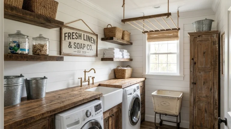 13 Farmhouse Laundry Room Designs with Rustic Charm
