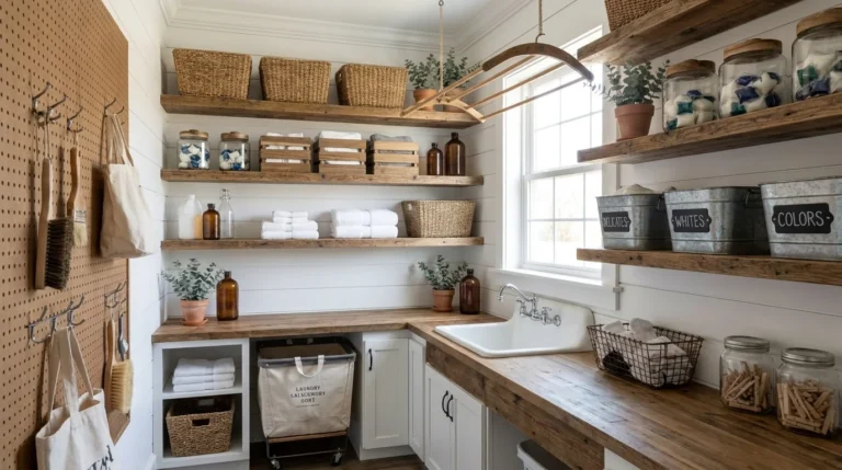 14 Farmhouse Laundry Room Storage Ideas