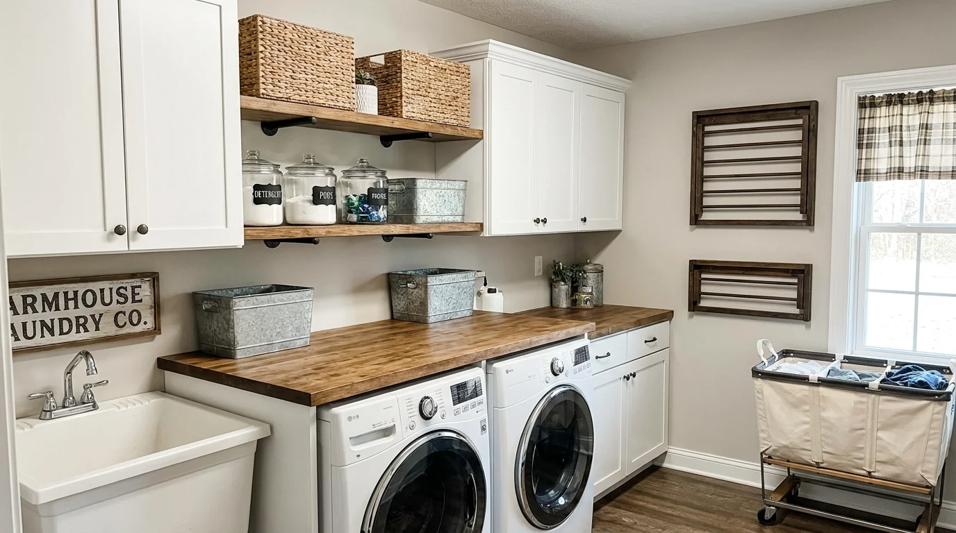 15 Farmhouse Laundry Room Organization Ideas